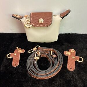 🆕 LONGCHAMP Le Pliage Leather Coin Case-Light Beige